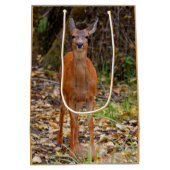 Funny Young Blacktail Deer lächelt bei Fotograf Mittlere Geschenktüte (Rückseite)