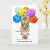 Funny Young Dog/Older Dog Birthday Karte (Gelbe Blume)