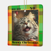 Funny Your Cat Foto Farbige Karierte Weihnachten Keramikornament (Links)