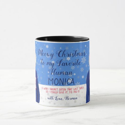 Funny your cat In Ugg Christmas Sweater Foto Tasse (Zentrum)