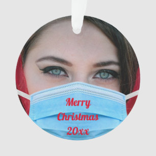 Funny YOUR FOTO Gesicht Maske Covid Weihnachten Ornament