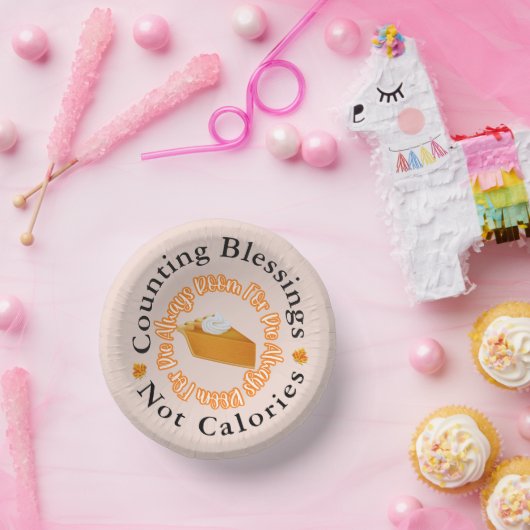 Funny zählt Segnungen nicht Kalorien dankbar Pappteller (Party)