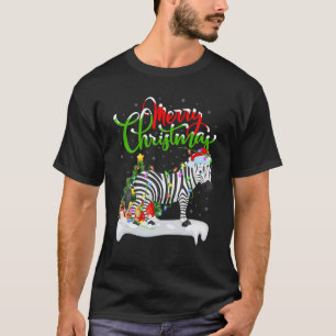 Funny Zebra Animal Lover Xmas Lighting Zebra Chris T-Shirt