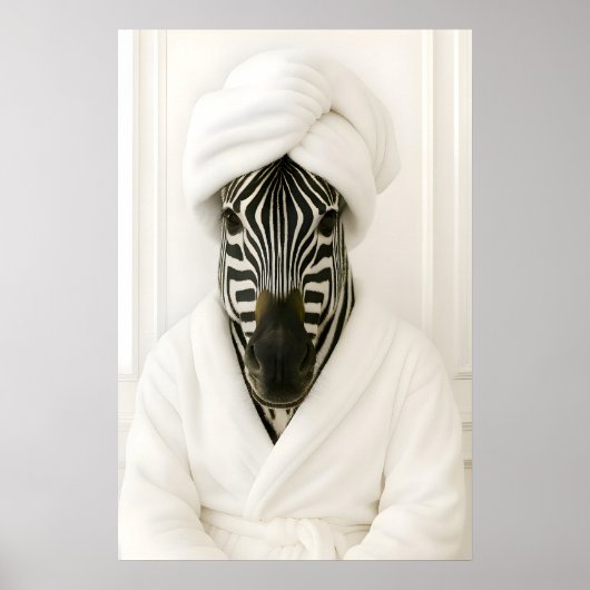 Funny Zebra Bathroom Print, Zebra In Bathrobe Poster (Vorne)