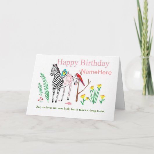 Funny Zebra Birthday Card Karte (Vorderseite)