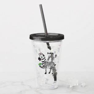 Funny Zebra Cartoon Illustration Acryltrinkbecher