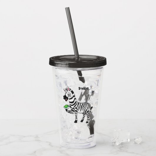 Funny Zebra Cartoon Illustration Acryltrinkbecher (Vorderseite Ice)