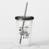 Funny Zebra Cartoon Illustration Acryltrinkbecher (Rückseite)