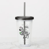 Funny Zebra Cartoon Illustration Acryltrinkbecher (Vorderseite)