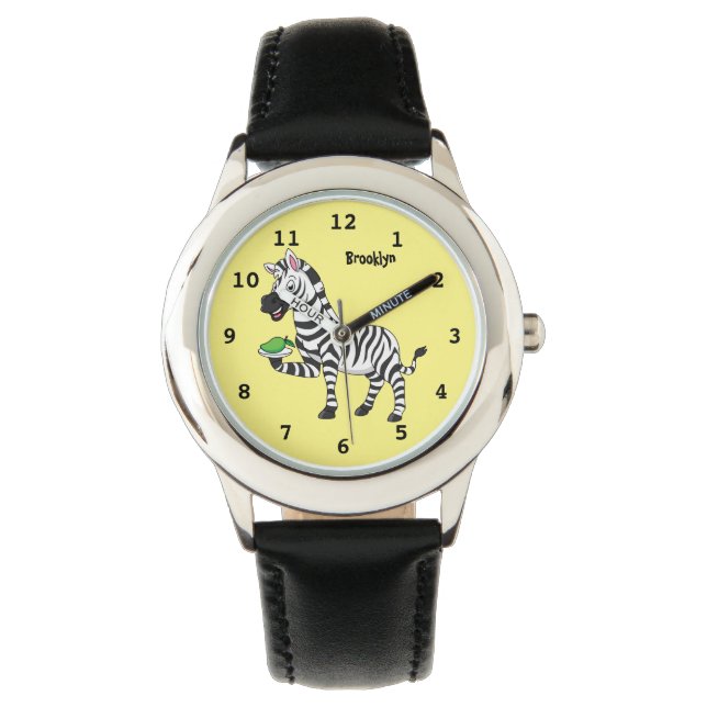 Funny Zebra Cartoon Illustration Armbanduhr (Vorderseite)