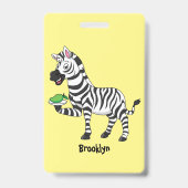 Funny Zebra Cartoon Illustration Ausweis (Rückseite)