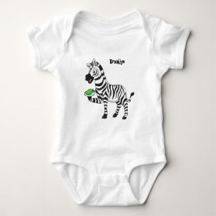 Funny Zebra Cartoon Illustration Baby Strampler
