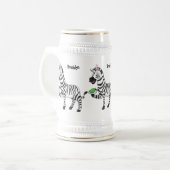Funny Zebra Cartoon Illustration Bierglas (Vorderseite Links)