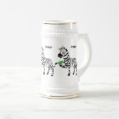 Funny Zebra Cartoon Illustration Bierglas (VorderseiteRechts)