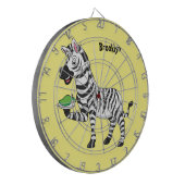 Funny Zebra Cartoon Illustration Dartscheibe (Vorderseite Links)