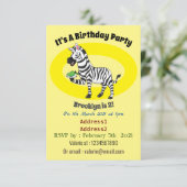 Funny Zebra Cartoon Illustration Einladung (Stehend Vorderseite)