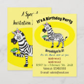 Funny Zebra Cartoon Illustration Einladung (Vorne/Hinten)