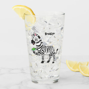 Funny Zebra Cartoon Illustration Glas