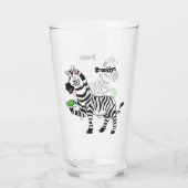 Funny Zebra Cartoon Illustration Glas (Vorderseite)
