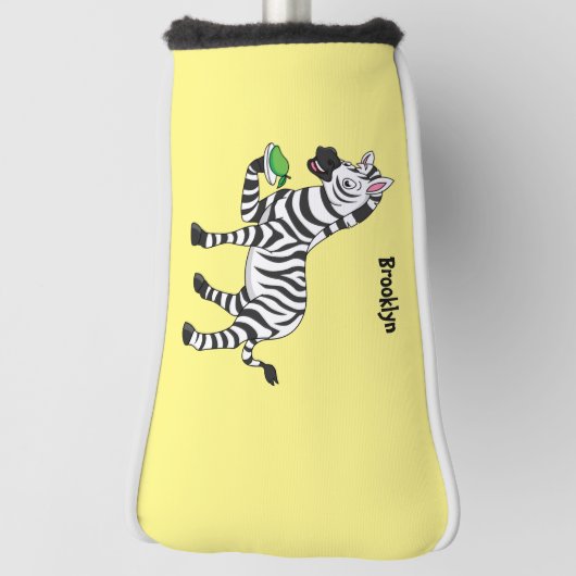 Funny Zebra Cartoon Illustration Golf Headcover (Rotieren 90)