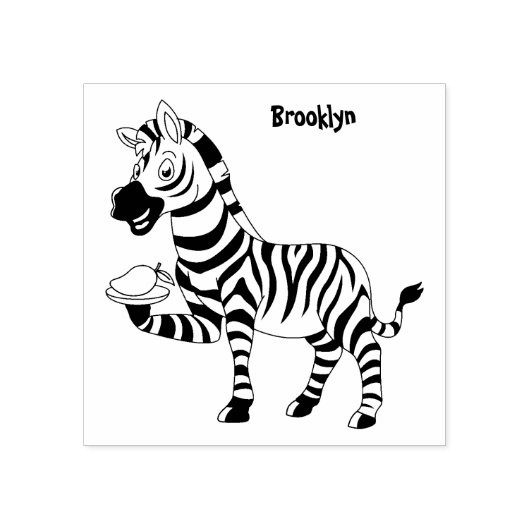 Funny Zebra Cartoon Illustration Gummistempel (Prägung)