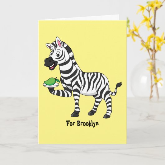 Funny Zebra Cartoon Illustration Karte (Gelbe Blume)