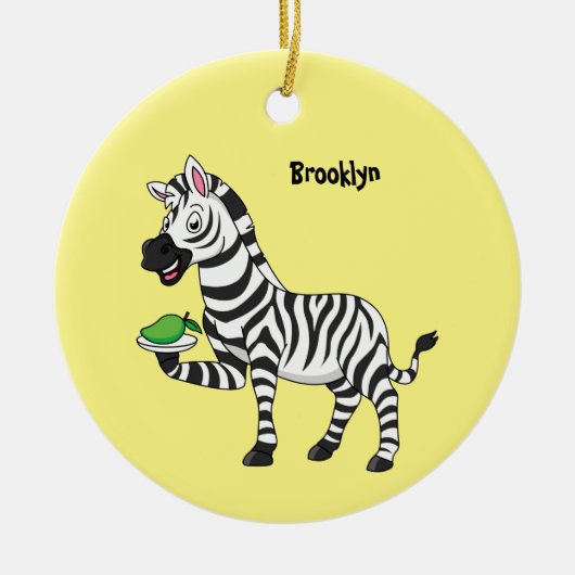 Funny Zebra Cartoon Illustration Keramik Ornament (Vorne)