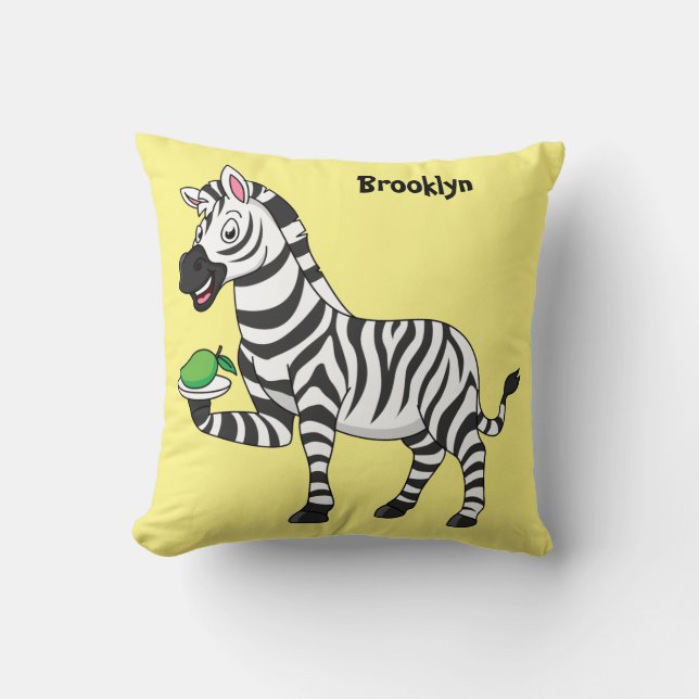 Funny Zebra Cartoon Illustration Kissen (Vorderseite)