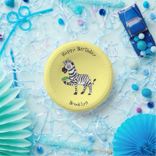Funny Zebra Cartoon Illustration Pappteller (Party)