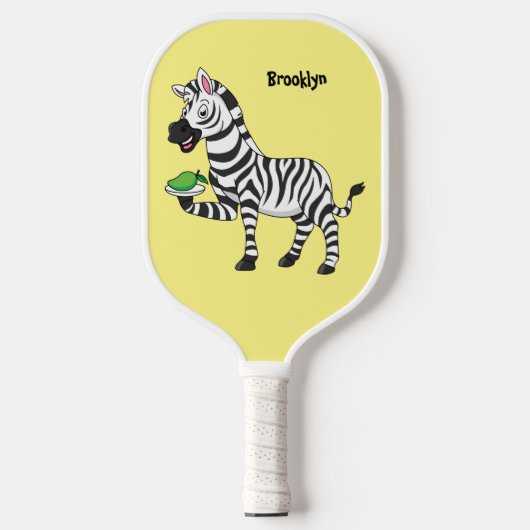 Funny Zebra Cartoon Illustration Pickleball Schläger (Vorderseite)