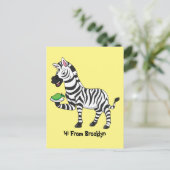 Funny Zebra Cartoon Illustration Postkarte (Stehend Vorderseite)