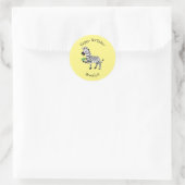 Funny Zebra Cartoon Illustration Runder Aufkleber (Tasche)