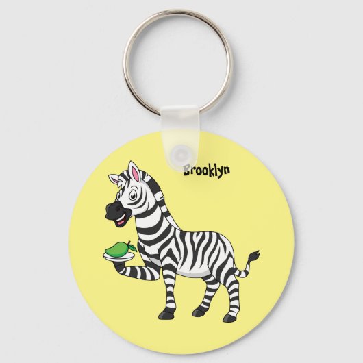 Funny Zebra Cartoon Illustration Schlüsselanhänger (Vorderseite)