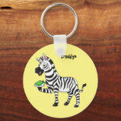 Funny Zebra Cartoon Illustration Schlüsselanhänger (Vorderseite)