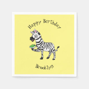 Funny Zebra Cartoon Illustration Serviette
