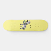 Funny Zebra Cartoon Illustration Skateboard (Horizontal)