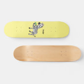 Funny Zebra Cartoon Illustration Skateboard (Horizontal)