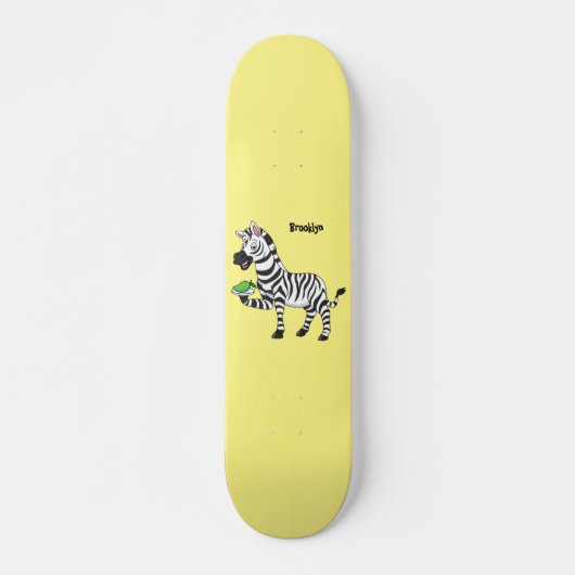 Funny Zebra Cartoon Illustration Skateboard (Vorne)