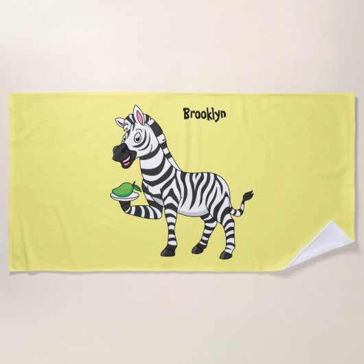 Funny Zebra Cartoon Illustration Strandtuch (Vorderseite)