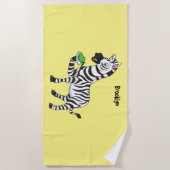 Funny Zebra Cartoon Illustration Strandtuch (Vorderseite)