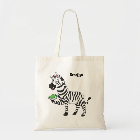 Funny Zebra Cartoon Illustration Tragetasche (Vorne)