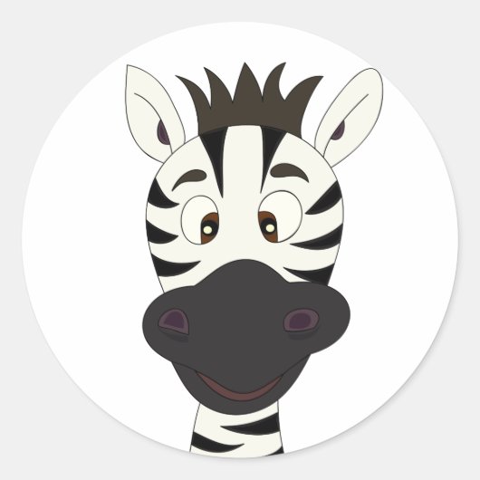 Funny Zebra Cartoon Kinderkleber Runder Aufkleber (Vorderseite)