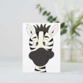 Funny Zebra Cartoon Postkarte (Stehend Vorderseite)