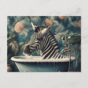 Funny Zebra in der Badewanne Postkarte