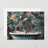 Funny Zebra in der Badewanne Postkarte (Vorne/Hinten)