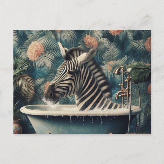 Funny Zebra in der Badewanne Postkarte (Vorderseite)