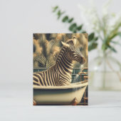Funny Zebra in einer Clawfoot Badewanne Postkarte (Stehend Vorderseite)