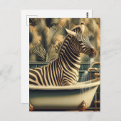 Funny Zebra in einer Clawfoot Badewanne Postkarte (Vorne/Hinten)