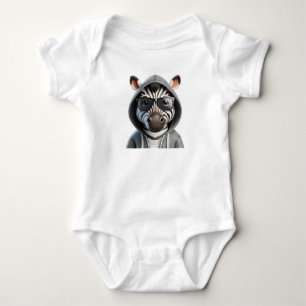 FUNNY ZEBRA IN HOODIE BABY STRAMPLER