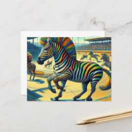 Funny Zebra mit Extra Leg Skateboarding Postkarte